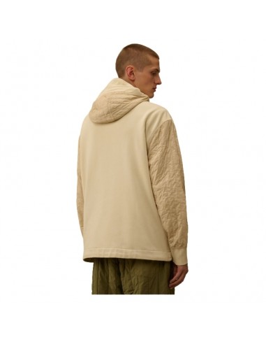 Sweat-shirt À Capuche Zippé En Molleton À Relief Diagonal Beige C.p. Company présenté porté de dos｜Boutique Homme Toulouse