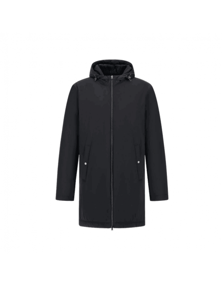 Parka Resort En Travel Nylon Ponente Bleu Foncé Herno présentée de face｜Boutique Homme Toulouse