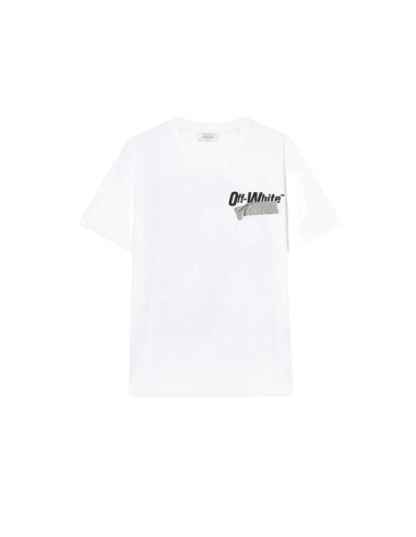 Tee Shirt Slim Cupid Tape Blanc Et Noir Off White présenté de face｜Boutique Homme Toulouse