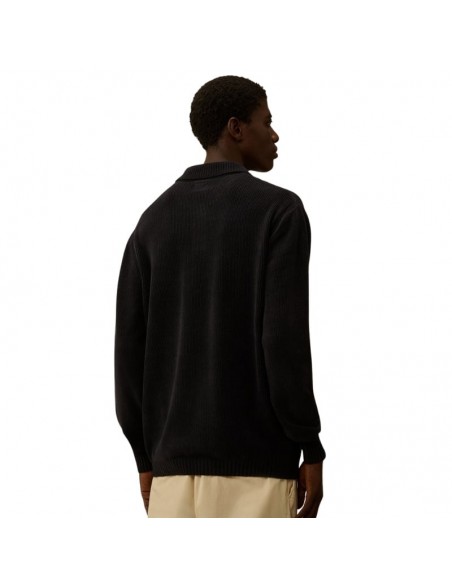 Pull Polo En Coton Chenille Noir Homme C.P. Company présenté porté de dos｜Boutique Homme Toulouse