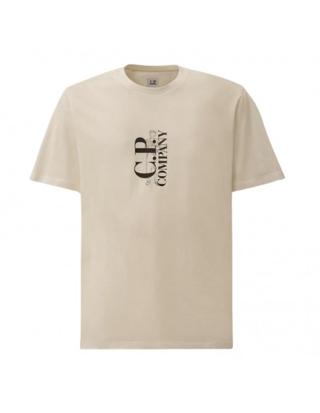 T-shirt avec Logo en Jersey 30/1 Gauze White C.P. Company présenté de face｜Boutique Homme Toulouse
