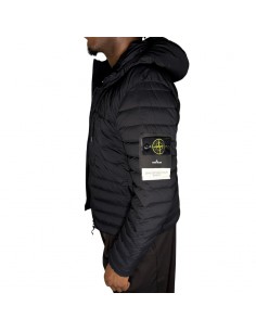 Doudoune En Nylon Doublure TC Noire Homme Stone Island présentée portée de face｜Magasin Homme Toulouse 2