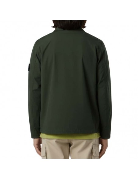 Surchemise Coton Tissage Canvas Vert Juniper Homme Stone Island présentée portée de dos｜Magasin Homme Toulouse