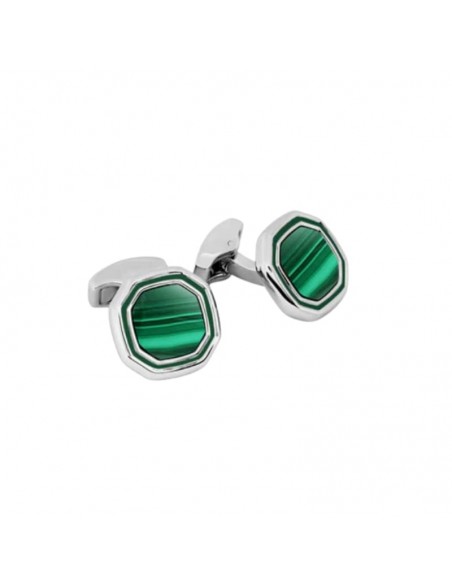 Boutons de Manchette Octagon Semi-Precious Malachite Homme Tateossian présenté de face｜Boutique Homme Toulouse