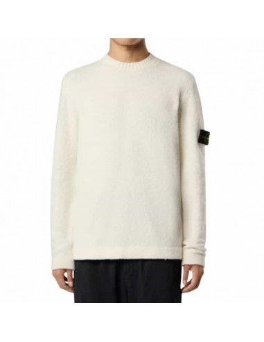 Pull Ras-Du-Cou Laine-Nylon Ivoire Homme Stone Island présenté porté de face｜Boutique Homme Toulouse