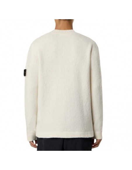 Pull Ras-Du-Cou Laine-Nylon Ivoire Homme Stone Island présenté porté de dos｜Boutique Homme Toulouse