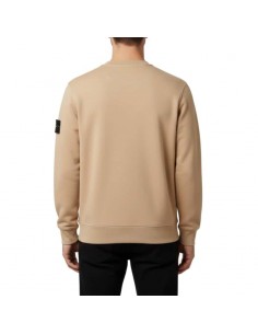 Sweat-shirt Organic Cotton Fleece Beige Homme Stone Island présenté porté de face｜Boutique Homme Toulouse 2