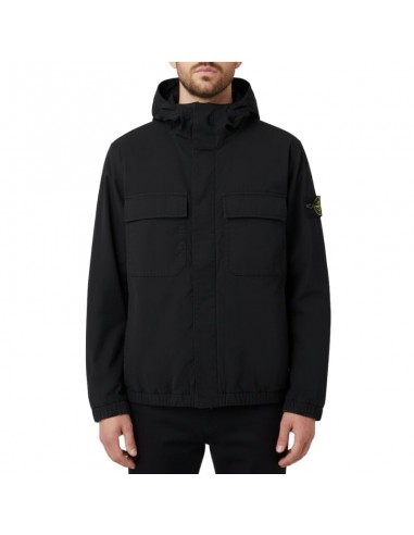 Veste Déperlante À Capuche Noire Homme Stone Island présenté porté de face｜Boutique Homme Toulouse