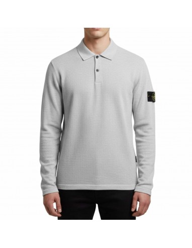 Polo Micro Stitch Soft Organic Cotton Gris Stone Island présenté porté de face｜Boutique Homme Toulouse