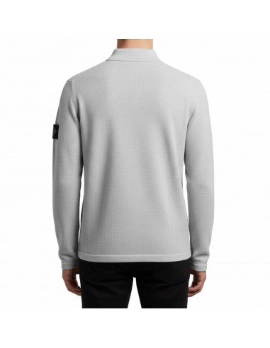 Polo Micro Stitch Soft Organic Cotton Gris Stone Island présenté porté de dos｜Boutique Homme Toulouse