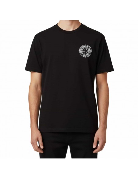T-shirt Avec Imprimé « Outline Compass » Noir Stone Island présenté porté de face｜Boutique Homme Toulouse