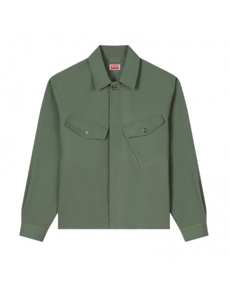 Surchemise en coton Kaki Foncé Homme Kenzo présentée de face｜Magasin Homme Toulouse