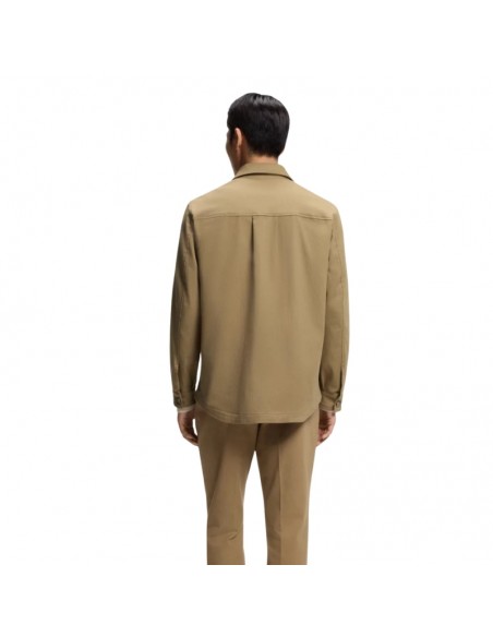 Veste Coton Twill Beige Homme Boss présentée portée de dos｜Magasin Homme Toulouse