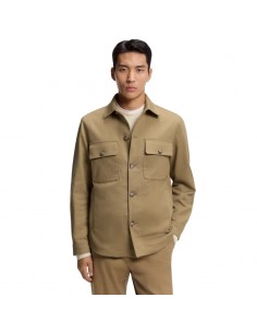 Veste Coton Twill Beige Homme Boss présentée portée de face｜Magasin Homme Toulouse