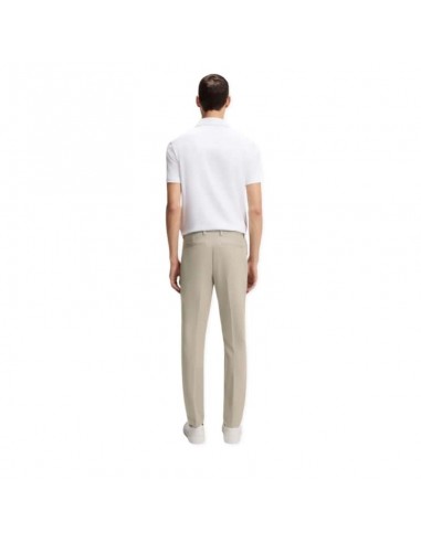 Pantalon Slim en twill de coton mélangé Beige Homme Boss présenté porté de dos｜Boutique Homme Toulouse