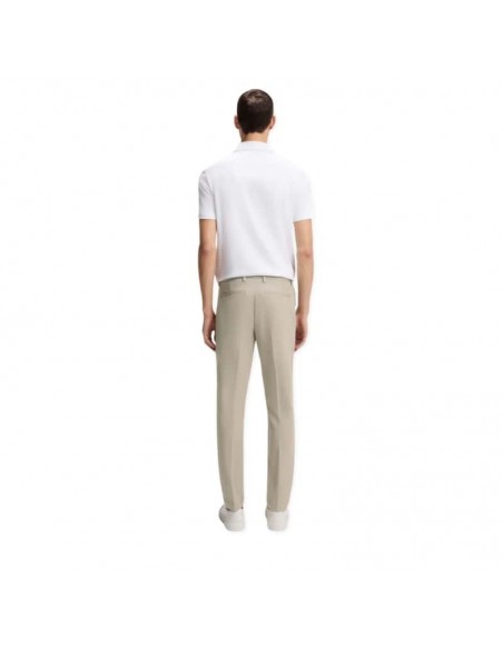 Pantalon Slim en twill de coton mélangé Beige Homme Boss présenté porté de dos｜Boutique Homme Toulouse
