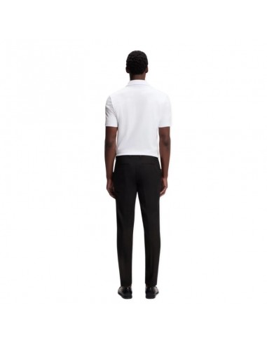 Pantalon Slim en twill de coton mélangé Noir Homme Boss présenté porté de dos｜Boutique Homme Toulouse