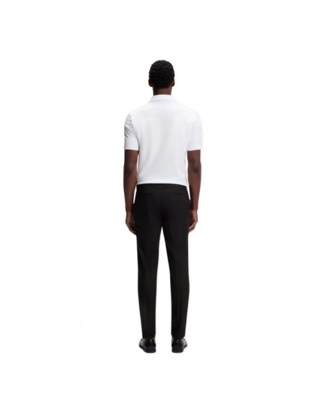 Pantalon Slim en twill de coton mélangé Noir Homme Boss présenté porté de dos｜Boutique Homme Toulouse