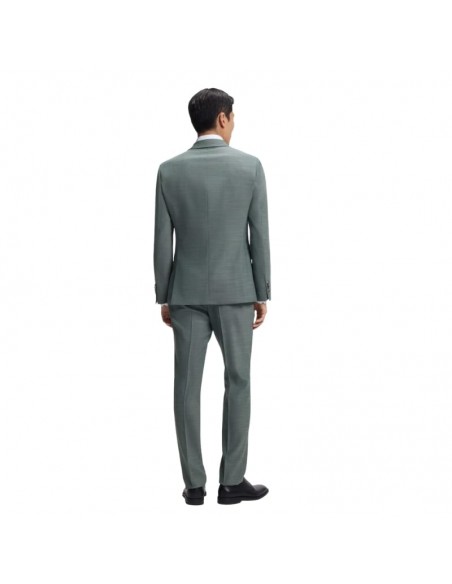Costume Slim Deux Pièces Micro Motif Vert Homme Boss présenté porté de dos｜Boutique Homme Toulouse