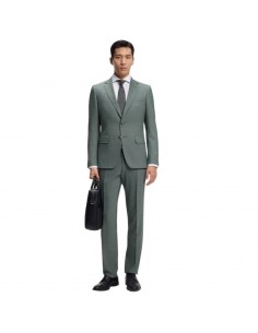 Costume Slim Deux Pièces Micro Motif Vert Homme Boss présenté porté de face｜Boutique Homme Toulouse