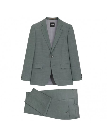 Costume Slim Deux Pièces Micro Motif Vert Homme Boss présenté de face｜Boutique Homme Toulouse