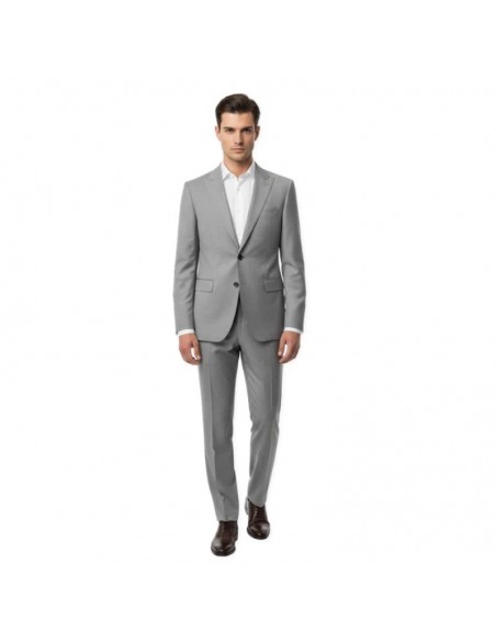 Costume Slim deux pièces en laine mélangée Silver Homme Boss présenté porté de face｜Boutique Homme Toulouse