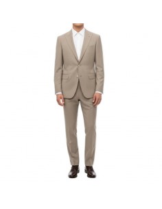 Costume Slim deux pièces Beige Homme Boss présenté porté de face｜Boutique Homme Toulouse