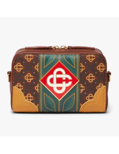 Sac À Bandoulière Monogram Marron Casablanca présenté porté de face｜Boutique Homme Toulouse