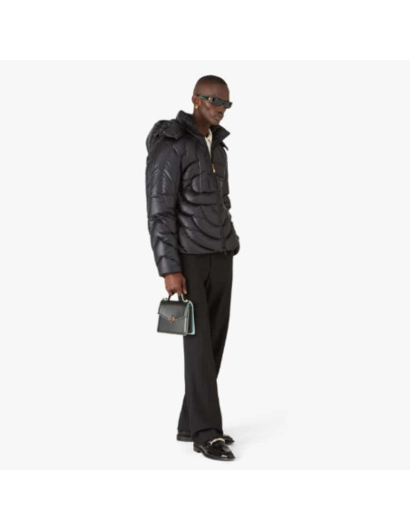 Doudoune matelassée en nylon Monogram Noire Homme Casablanca présentée portée de face｜Boutique Homme Toulouse