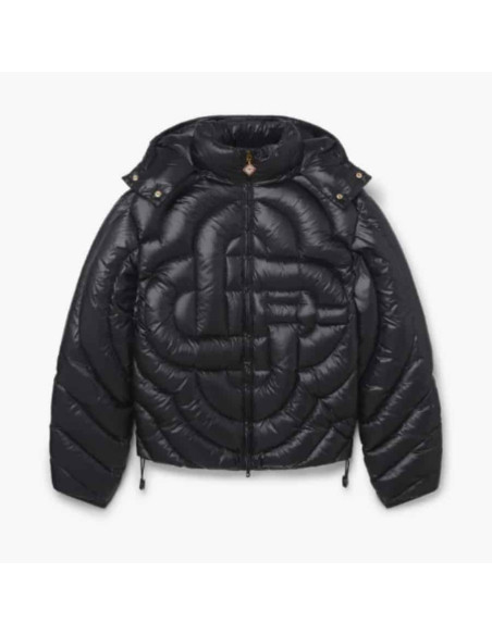 Doudoune matelassée en nylon Monogram Noire Homme Casablanca présentée de face｜Boutique Homme Toulouse