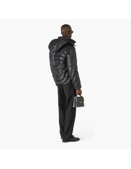 Doudoune matelassée en nylon Monogram Noire Homme Casablanca présentée portée de dos｜Boutique Homme Toulouse