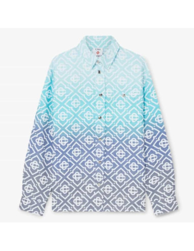 Veste‑chemise en jacquard Monogram Gradient Bleue Homme Casablanca présentée de face｜Boutique Homme Toulouse