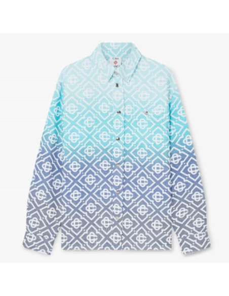 Veste‑chemise en jacquard Monogram Gradient Bleue Homme Casablanca présentée de face｜Boutique Homme Toulouse