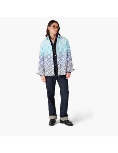 Veste‑chemise en jacquard Monogram Gradient Bleue Homme Casablanca présentée portée de face｜Boutique Homme Toulouse