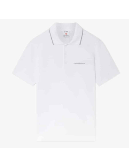 Polo À Manches Courtes En Piqué Laurel Blanc Casablanca présenté de face｜Boutique Homme Toulouse