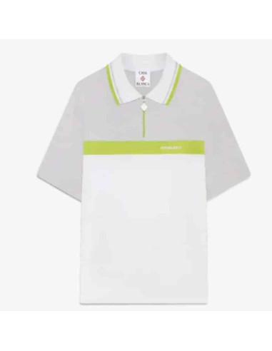 Polo À Manches Courtes Gris Et Blanc Casablanca présenté de face｜Boutique Homme Toulouse