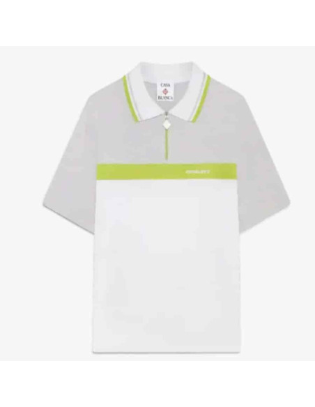 Polo À Manches Courtes Gris Et Blanc Casablanca présenté de face｜Boutique Homme Toulouse