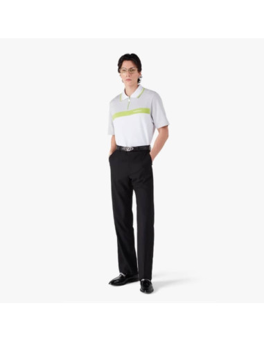 Polo À Manches Courtes Gris Et Blanc Casablanca présenté porté de face｜Boutique Homme Toulouse