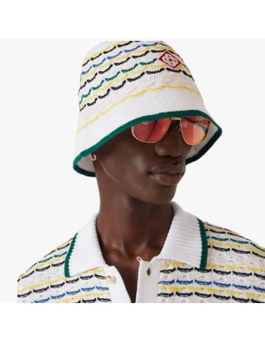 Chapeau En Point De Tricot Multicolour Casablanca présenté porté de face｜Boutique Homme Toulouse
