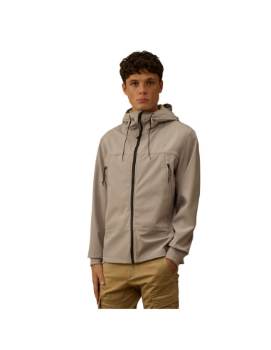 Veste Goggle Shell-R Dove Grise Homme C.P Company présentée portée de face｜Magasin Homme Toulouse
