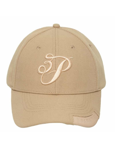 Casquette 3P Cursive Logo Beige Homme présentée de face｜Magasin Homme Toulouse