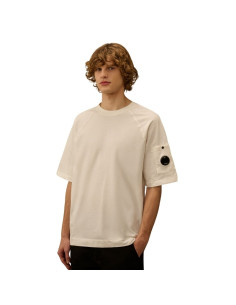 Sweat-shirt À Manches Courtes Gauze White Homme C.P Company présenté porté de face｜Boutique Homme Toulouse