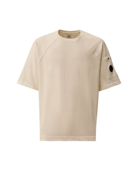 Sweat-shirt À Manches Courtes Gauze White Homme C.P Company présenté de face｜Boutique Homme Toulouse