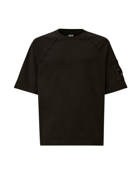 Sweat-shirt À Manches Courtes Noir Homme C.P Company présenté de face｜Boutique Homme Toulouse