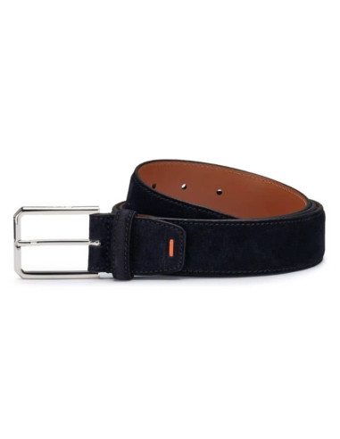 Ceinture Réglable En Daim Bleu Adriatico Homme Santoni présentée portée de face｜Magasin Homme Toulouse
