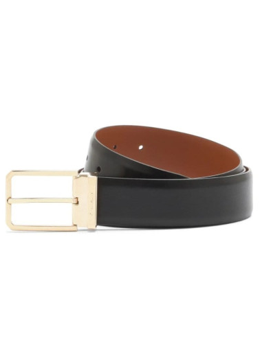 Ceinture Réglable En Cuir Patiné Marron Homme Santoni présentée portée de face｜Magasin Homme Toulouse