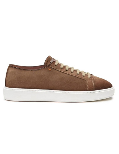 Sneaker En Daim Marron Sabbia d'Inverno Homme Santoni présentée portée de profil｜Magasin Homme Toulouse