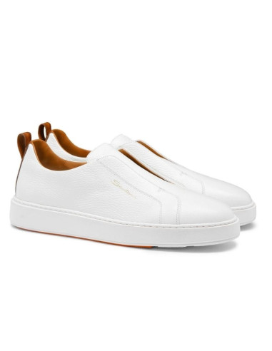 Sneaker À Enfiler Cuir Blanc Homme Santon présentée portée de cote｜Magasin Homme Toulouse