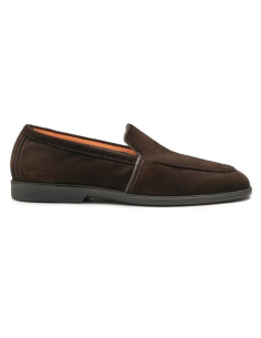 Mocassin En Daim Brun Foncé Homme Santoni présentée portée de face｜Magasin Homme Toulouse 2