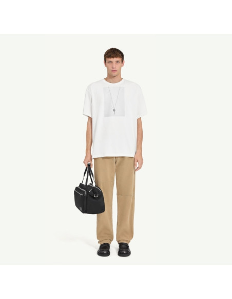 T-shirt Clé MM6 Blanc Homme MM6 présentée portée de face｜Magasin Homme Toulouse